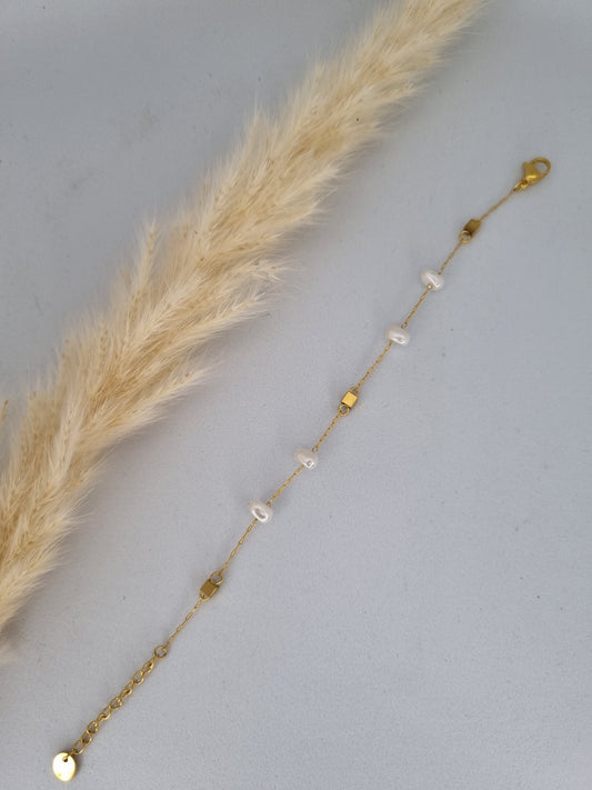 PERLA - Bracelet chaîne doré avec perle