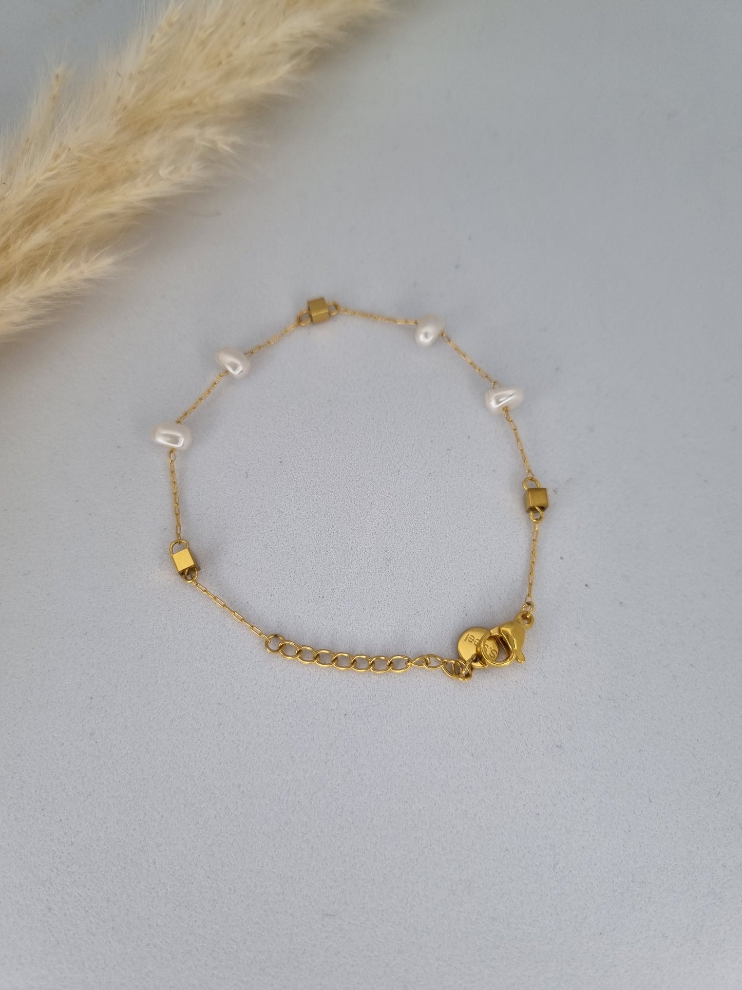 PERLA - Bracelet chaîne doré avec perle