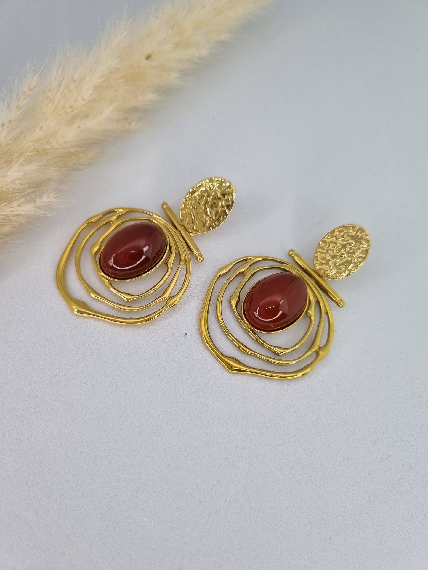 CORA - boucles d’oreilles pendantes avec pierre de cornaline