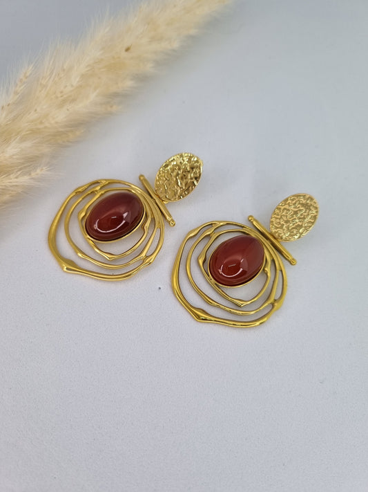 CORA - boucles d’oreilles pendantes avec pierre de cornaline