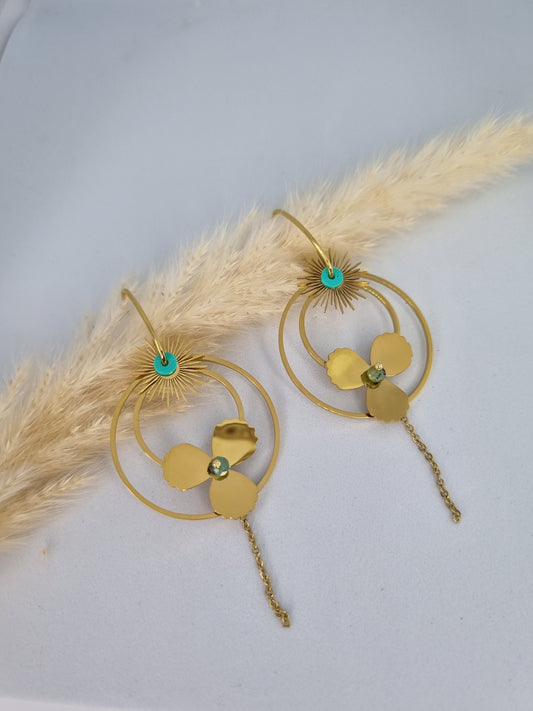 LISA -Boucles d'oreilles pierre et fleur