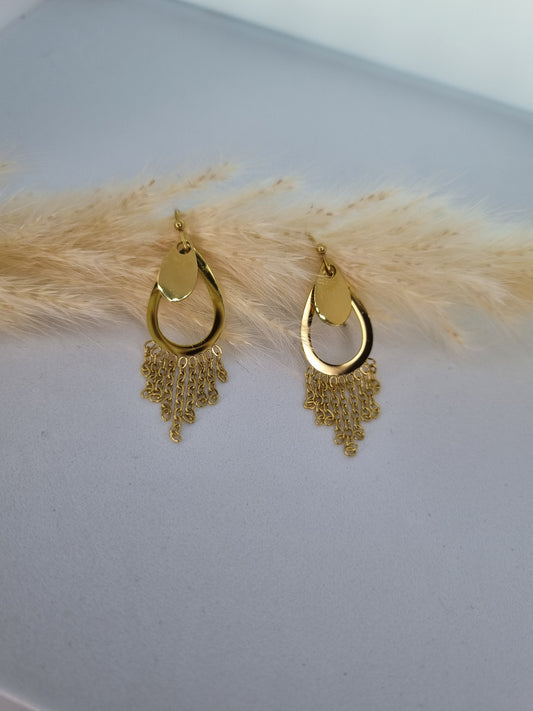 LOLA - Boucles d'oreilles goutte avec chaîne pendantes