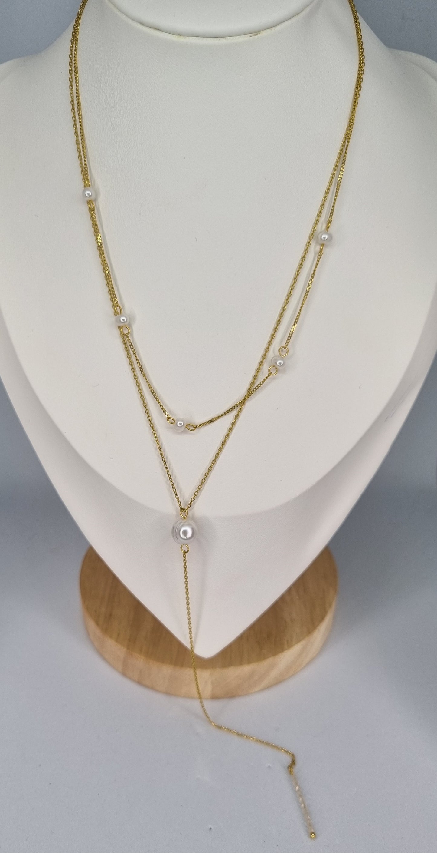 ELARA - Collier double chaîne avec perle en Y