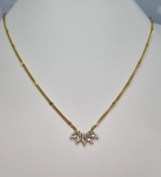 FLEURE - Collier pendantif en forme de feuille en cristal