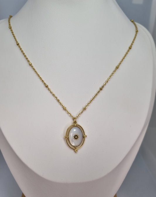 EDEN - Collier pierre naturelle ovale et soleil