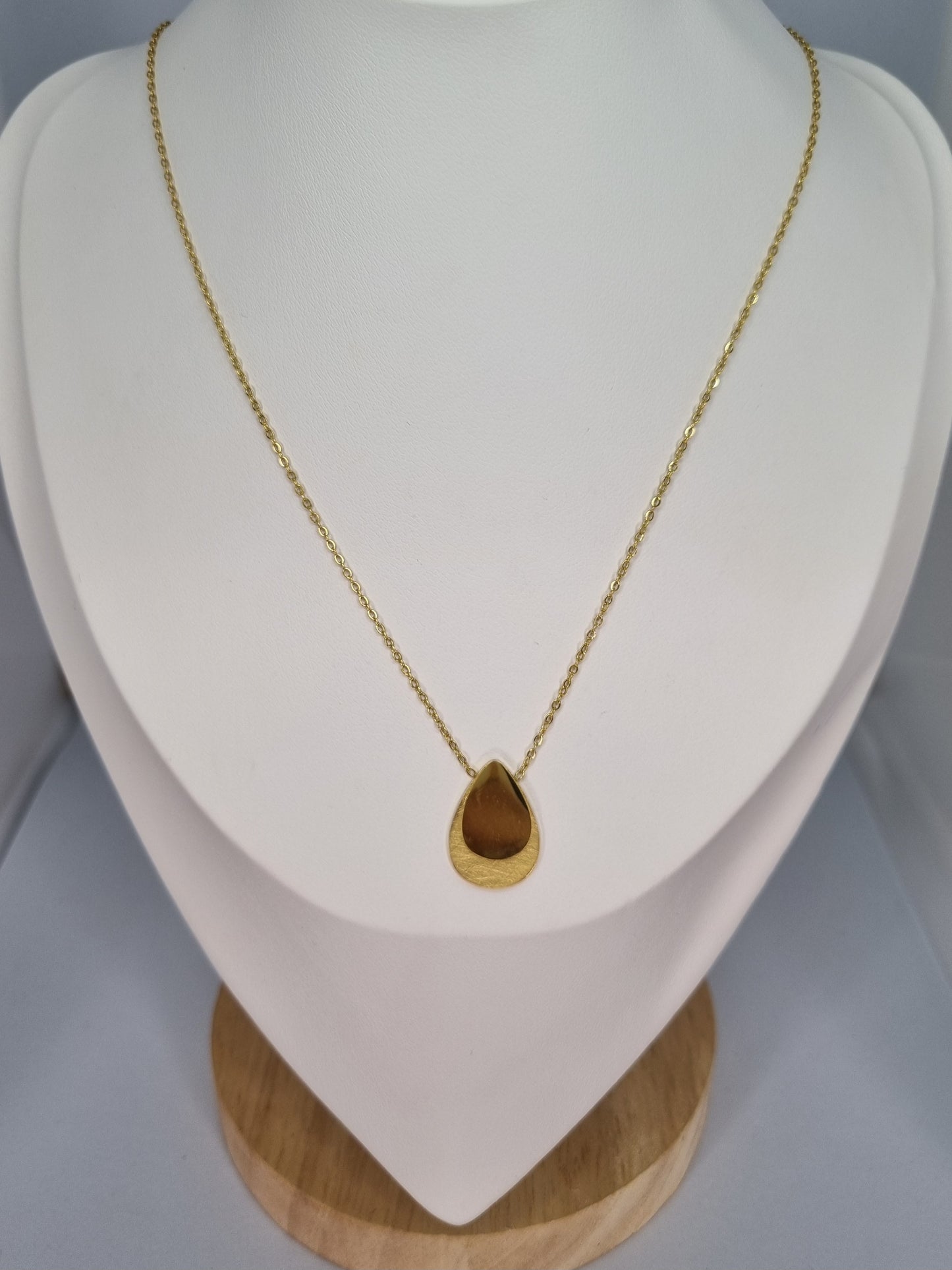 MUSE - Collier Doré double plaque gouttes brossées
