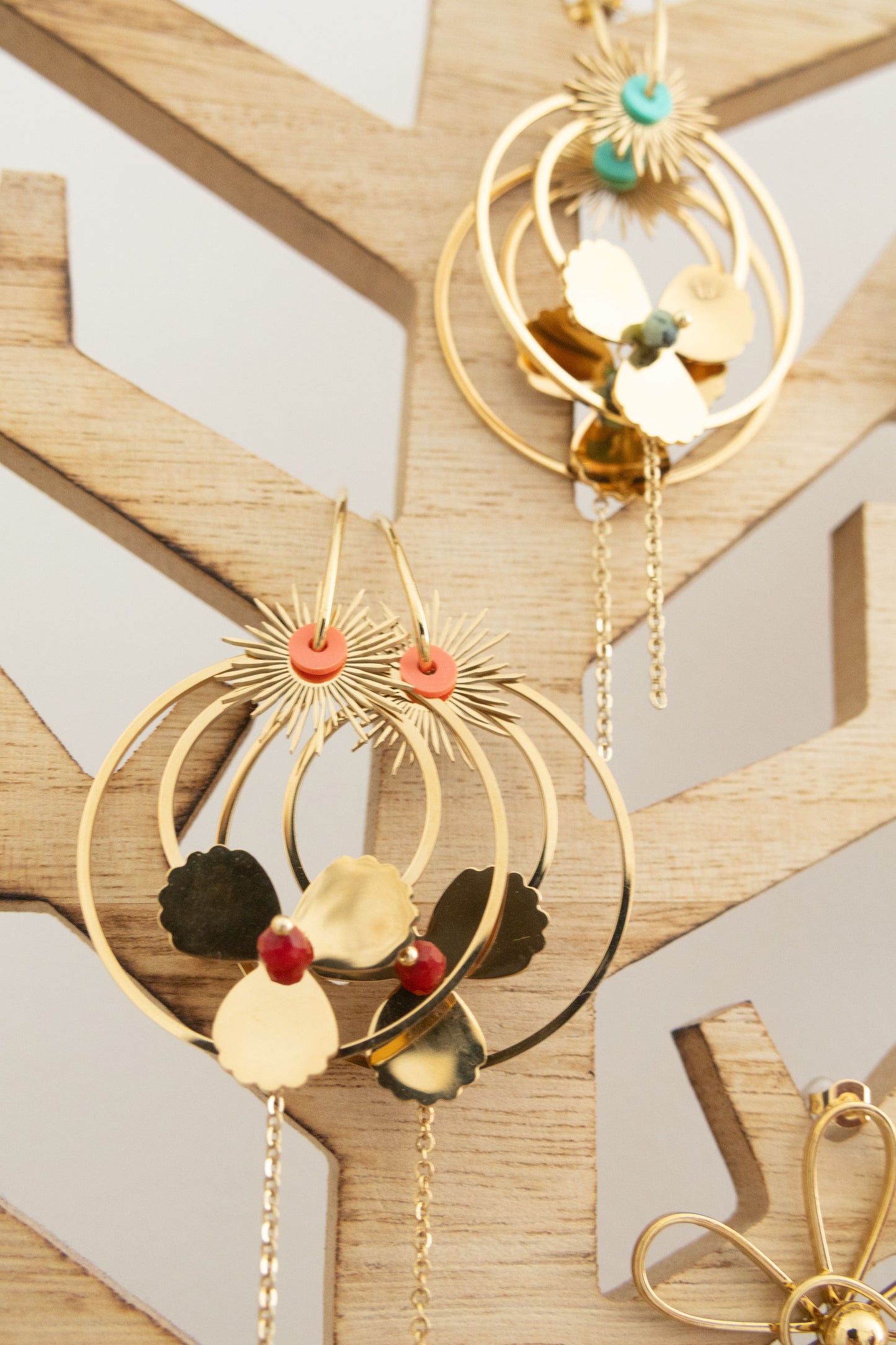 LISA -Boucles d'oreilles pierre et fleur